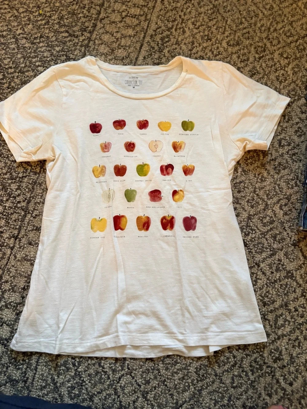 J. Crew Cream Tee with Colorful Apple Graphic